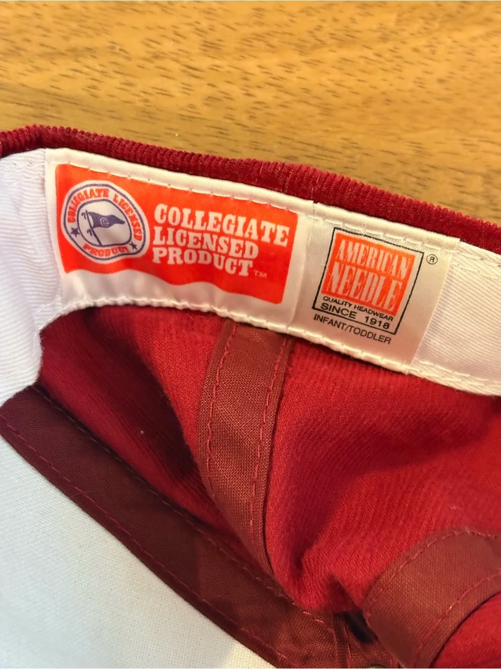 American Needle Maroon Collegiate Cap Interior with Label